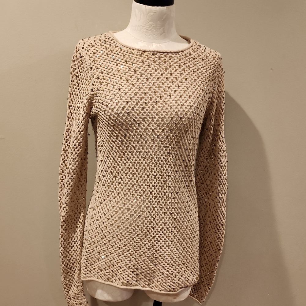 Michael Kors Gold Sequin Knit Sweater